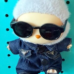Denim Outfit and Sunglasses for Pop marts 15/17 cm Labubu doll. New. No doll